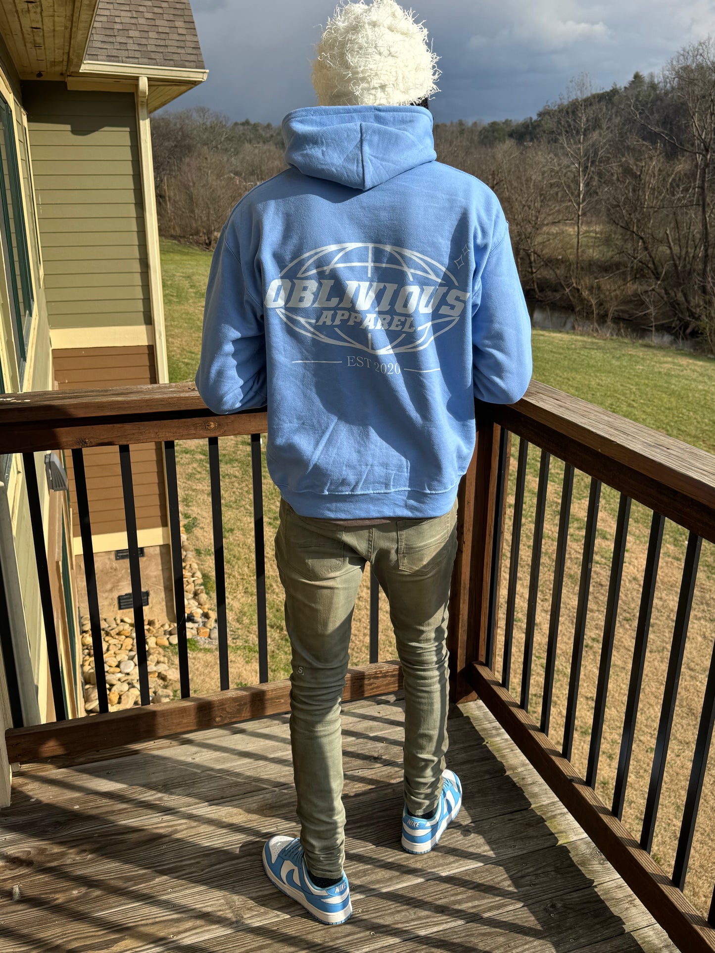 Oblivious On Set Sky-Blue Premium Cotton Hoodie