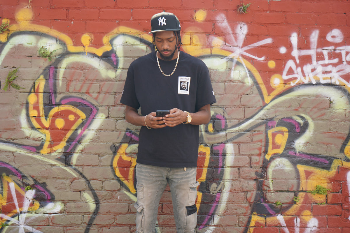 Oblivious State Oversized Jet-Black Heavyweight Tee