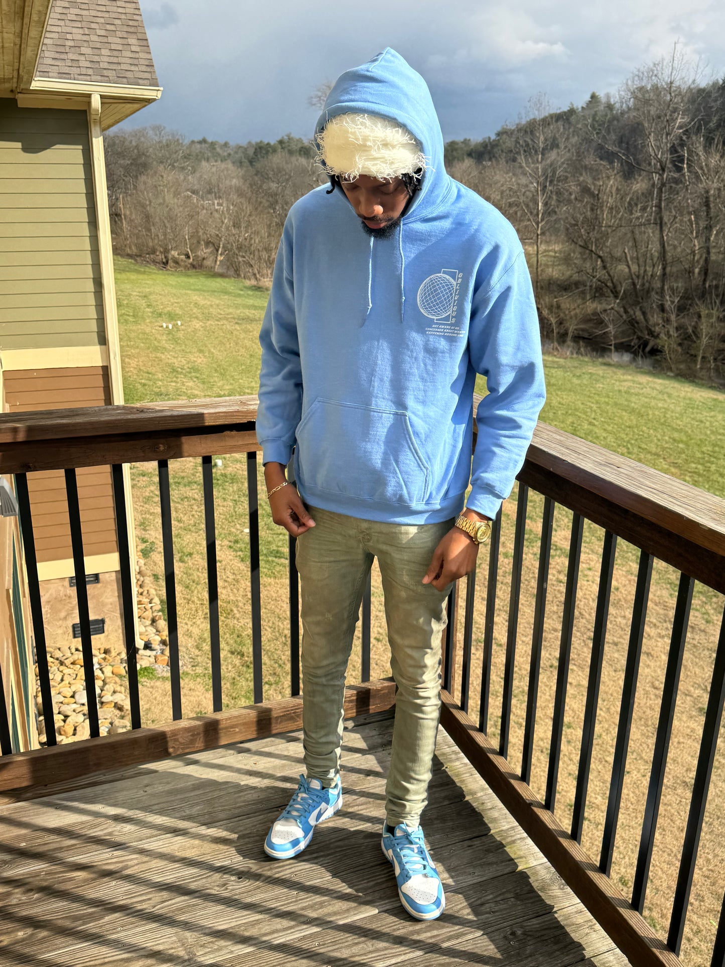 Oblivious On Set Sky-Blue Premium Cotton Hoodie