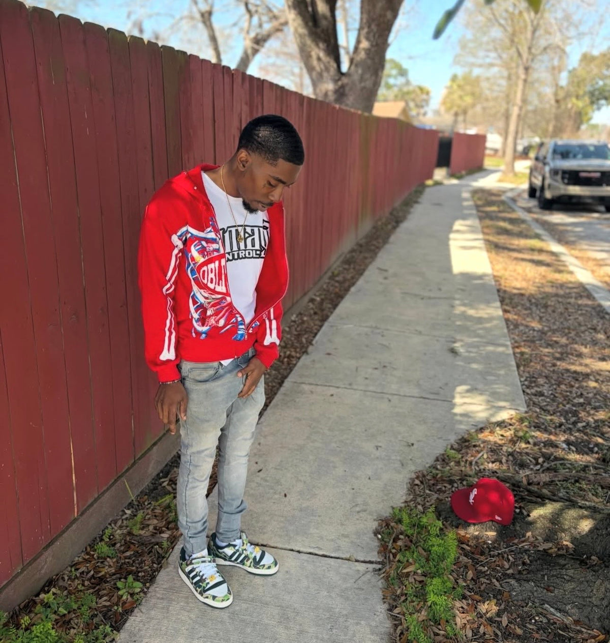 Oblivious Red Skeleton Graphic Jacket