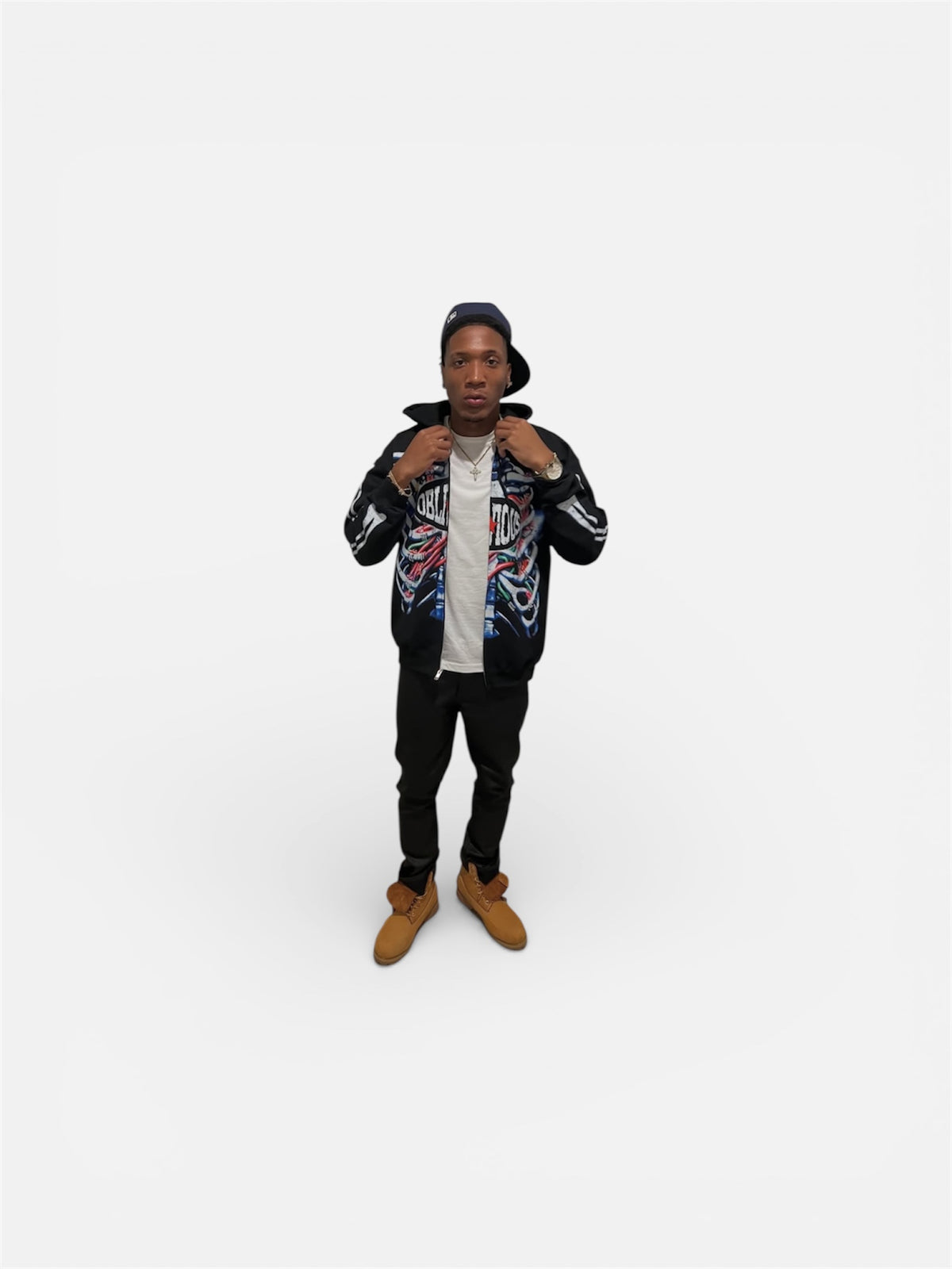 Oblivious Jet-Black Skeleton Graphic Jacket